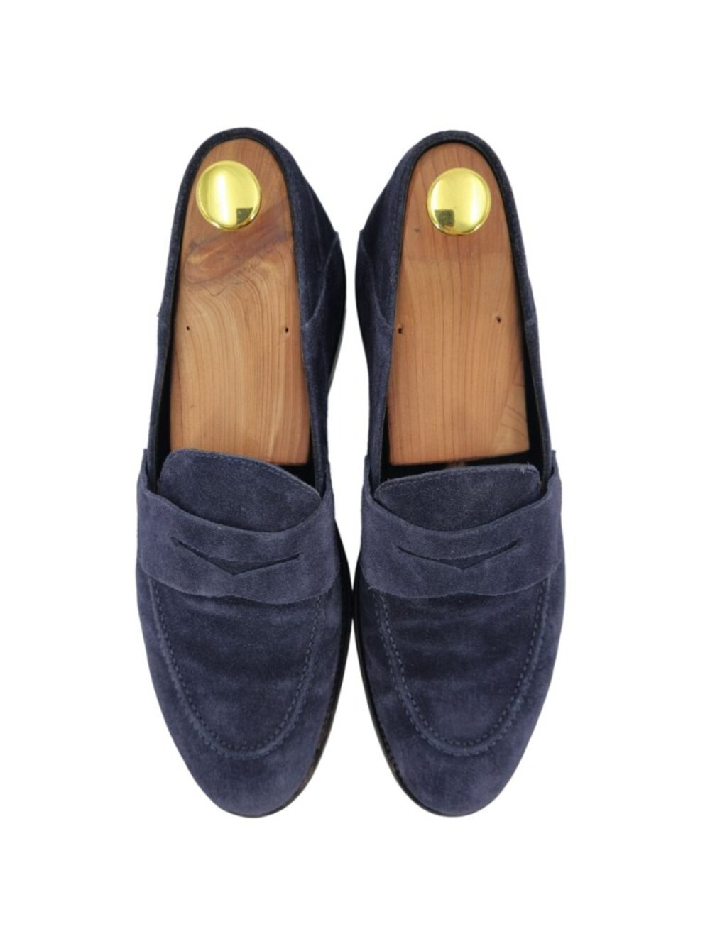 O'Keeffe Italy Dress Shoes Navy Blue Suede Leather Penny Loafers Mens 7 Luxury - Picture 3 of 12